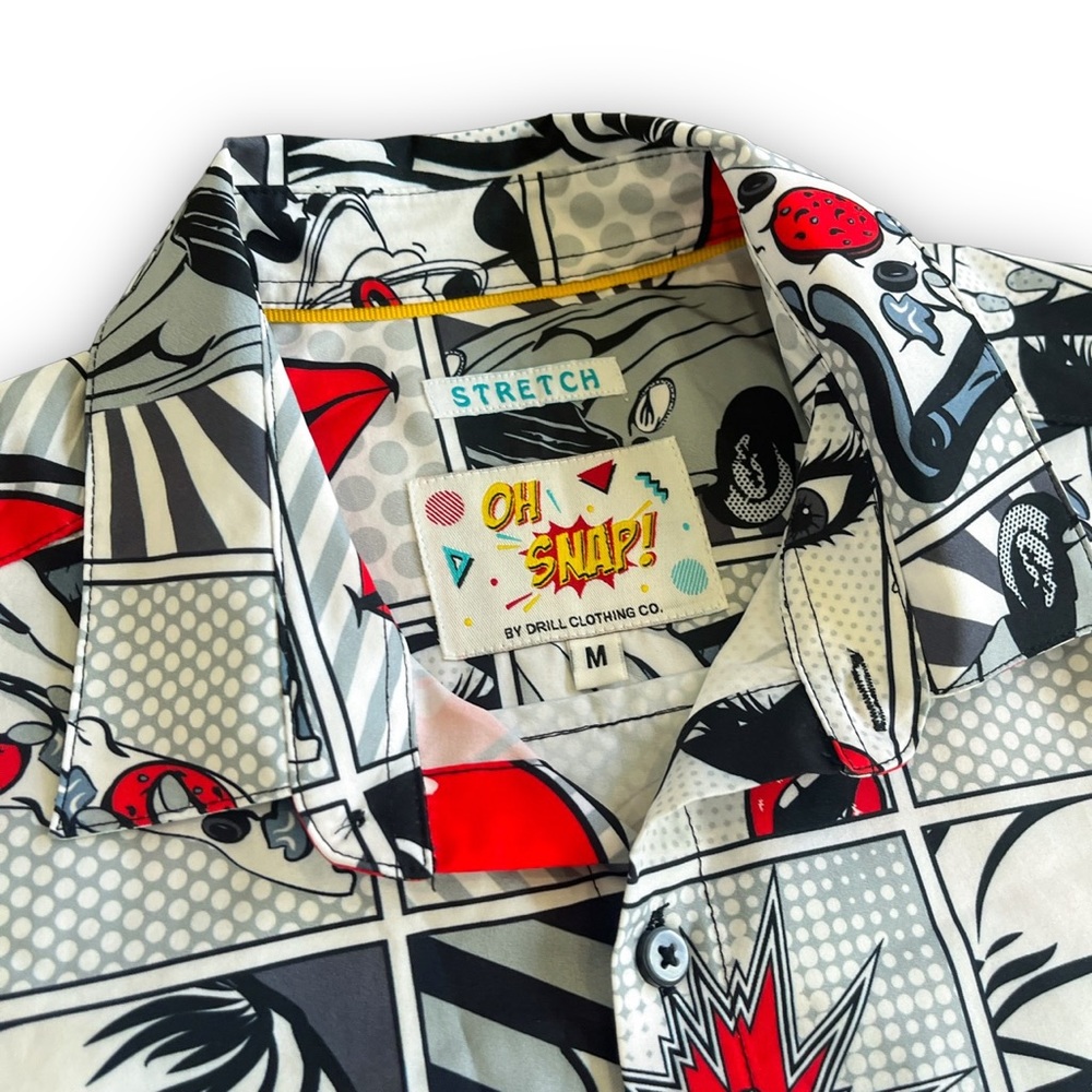 Comic Button Down White Oh Snap Shirt - image 3